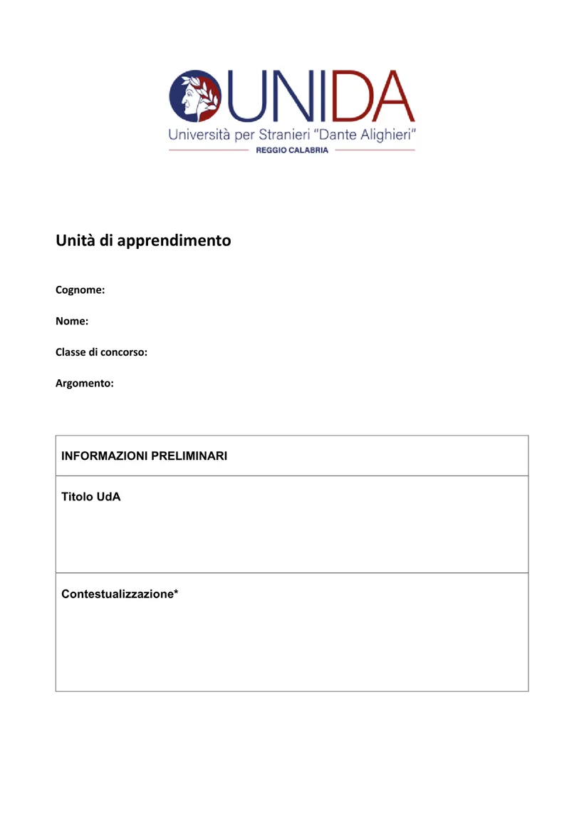 Anteprima Format UDA — UNIDA